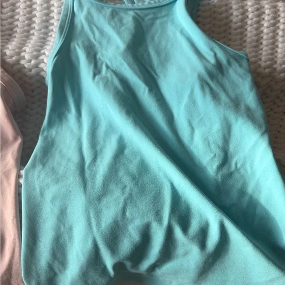 3-Pack lululemon racerback tank tops. Brown, light pink & turquoise. - Picture 2 of 7